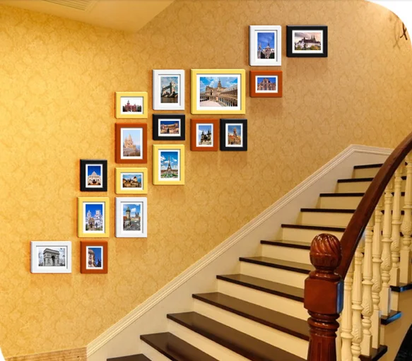 

5 Inches 7 Inches 10 Inches Solid Wood Photo Frame Wall Creative Combination Photo Frame Irregular Furniture Minimalist Ornament