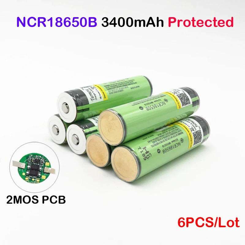 Ncr18650b 3400 мАч 3 7 в литий-ионная перезаряжаемая батарея PCB защитой 6 комплект наличии