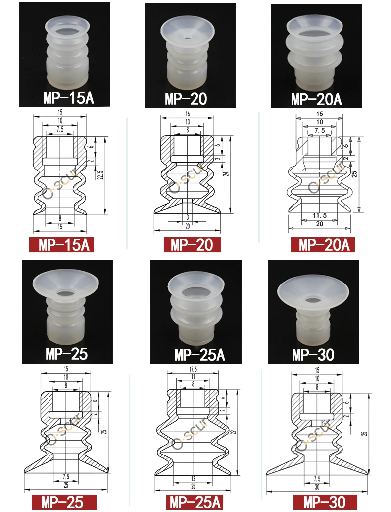 10 шт. маленькая головка трехслойные вакуумные пневматические компоненты силиконовые присоски серии MP-S белые присоски