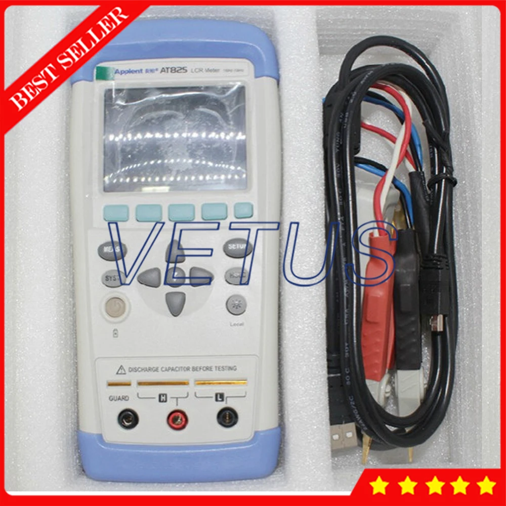 

AT825 Digital Portable Handheld Accuracy LCR Meter with 10KHz L C R Q D Z Theta ESR Tester TFT LCD Touch Screen USB AC100-240V
