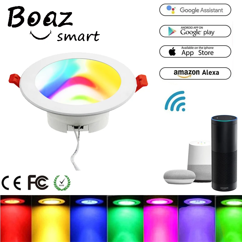 

BoazSmart Wifi Smart Led Downlight 10W Color Changing RGBW Dimmable bulb Voice Control Alexa Echo Google Home IFTTT Tuya Smart