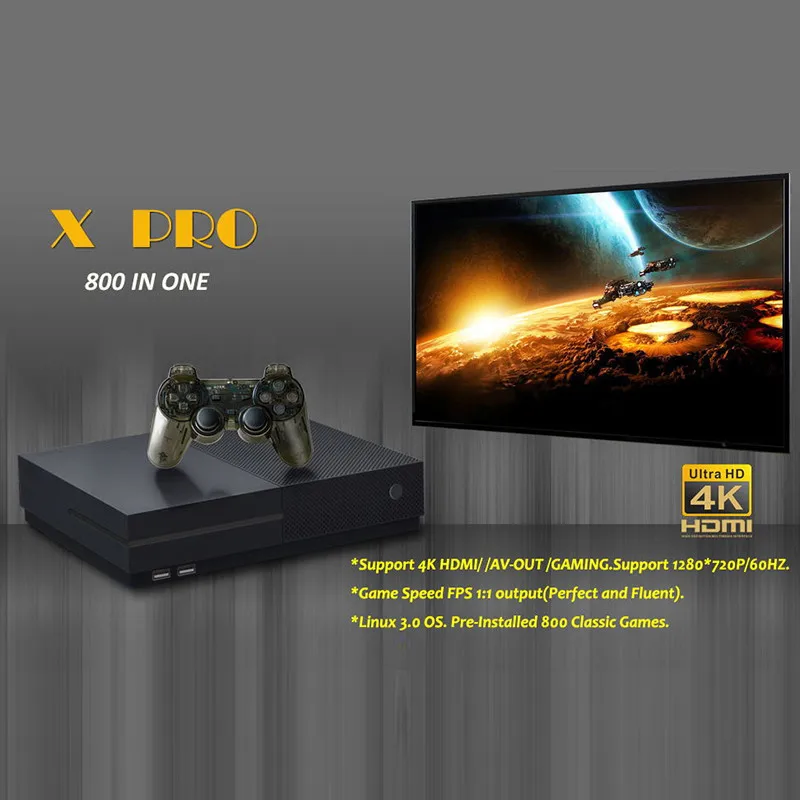HD Video Game Console 64 Bit X Pro Built in 800 Classic Games Support 4K HDMI /AV out Retro Games Console to TV for family HD Video Game Console 64 Bit X Pro Built in 800 Classic Games Support 4K HDMI /AV out Retro Games Console to TV for family