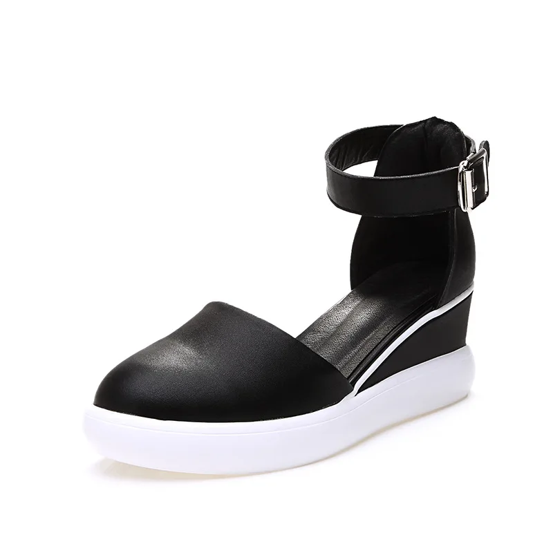 

summer net red womens sandals shoes explosions small white shoes Baotou slope heel increased breathable Korean casual Yasilaiya