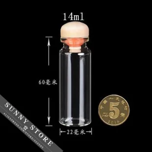 10 шт./лот 22x60x12,5 мм 14 мл пустые стеклянные бутылки деревянная крышка с силиконовым уплотнением прозрачные стеклянные банки желая подвески в форме бутылочек