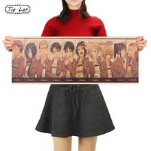 Póster de colección de personajes TIE LER Attack on Titan, pegatinas para la pared de Papel Kraft de Anime de dibujos animados clásicos