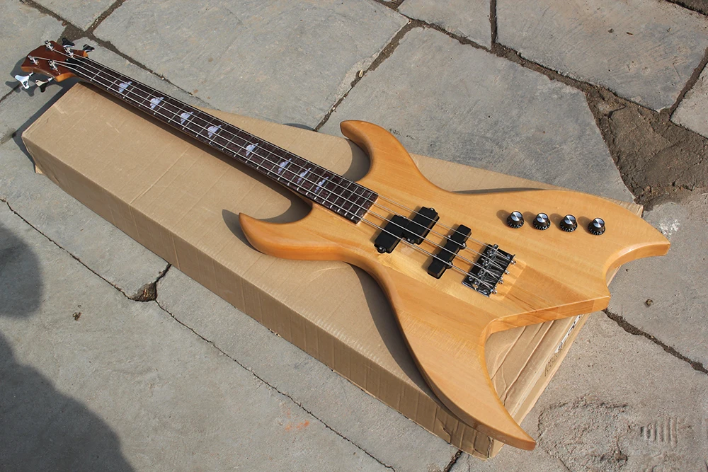 

Factory Custom Natural Wood Color Electric Bass Guitar with 4 Strings,Rosewood Fingerboard,Neck-through Body,Offer Customized