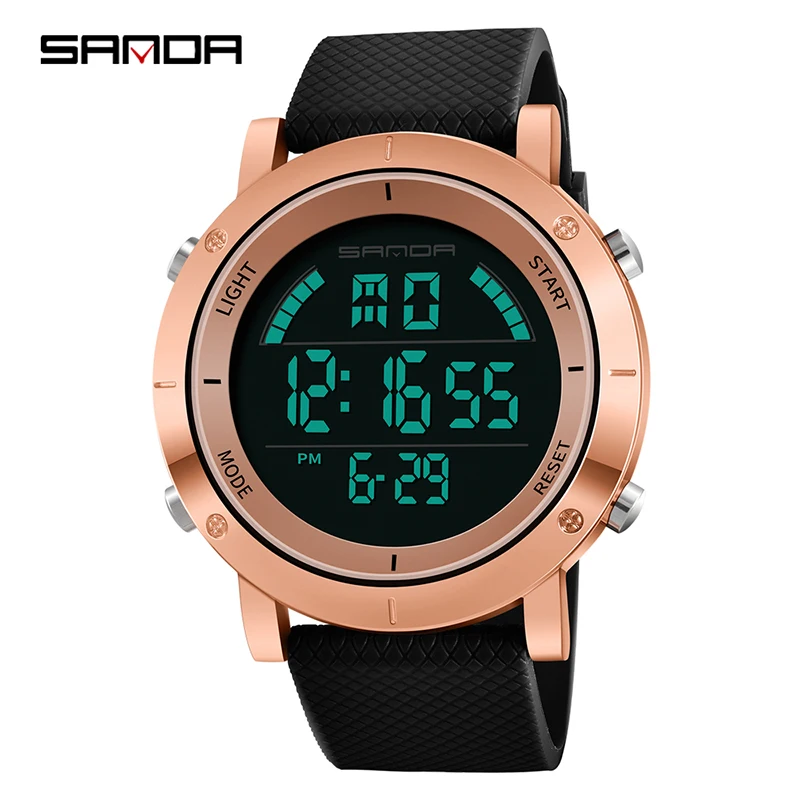

Stainless Steel Case Luxury Brand Rosegold SANDA Men Sports Watches Waterproof Digital watches Male Clock Relogio Masculino 2018