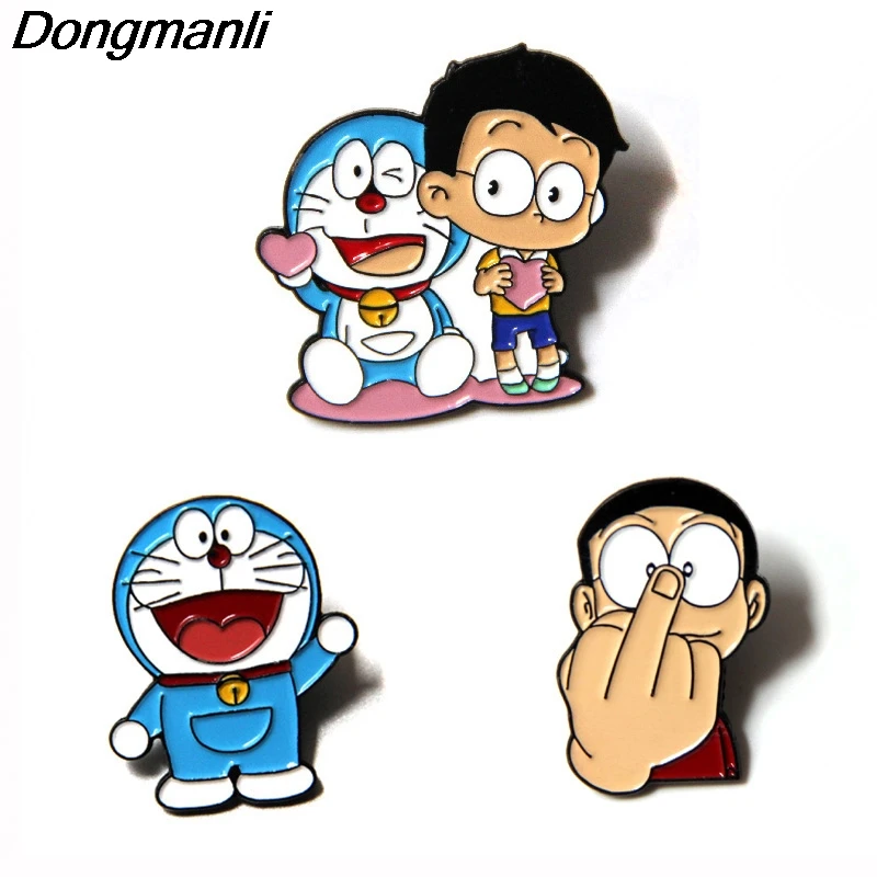 P3746 Dongmanli аниме робот кошка металлические эмалированные булавки и броши для