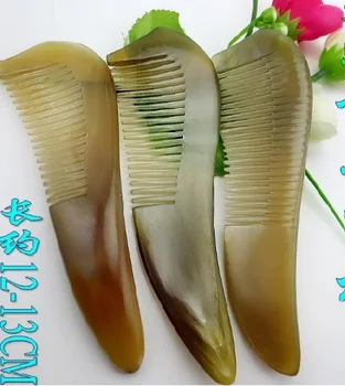

12-13cm Natural yellow Ox Horn Hair Comb Wide Tooth Pocket Portable Comb High Quality