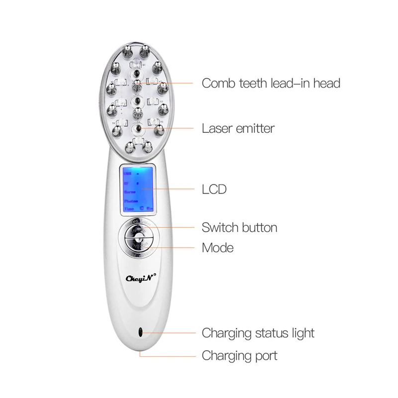 От выпадения волос Расческа rf EMS светодиодный фотонный лазер стимулирует массажка для волос головы ремонт кожи головы Возрожденный массаж Красота расческа для волос P46