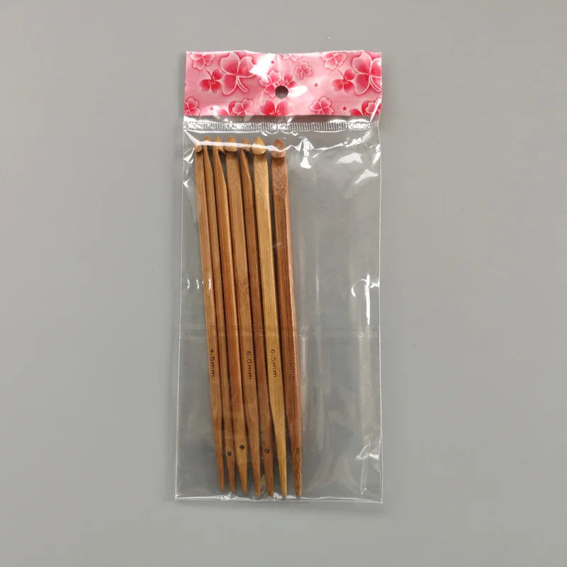 Короткий бамбуковый вязальный крючок вязальный инструмент карбонизированные спицы машина для рукоделие ткачество домашний текстиль бамбук 7 шт./компл