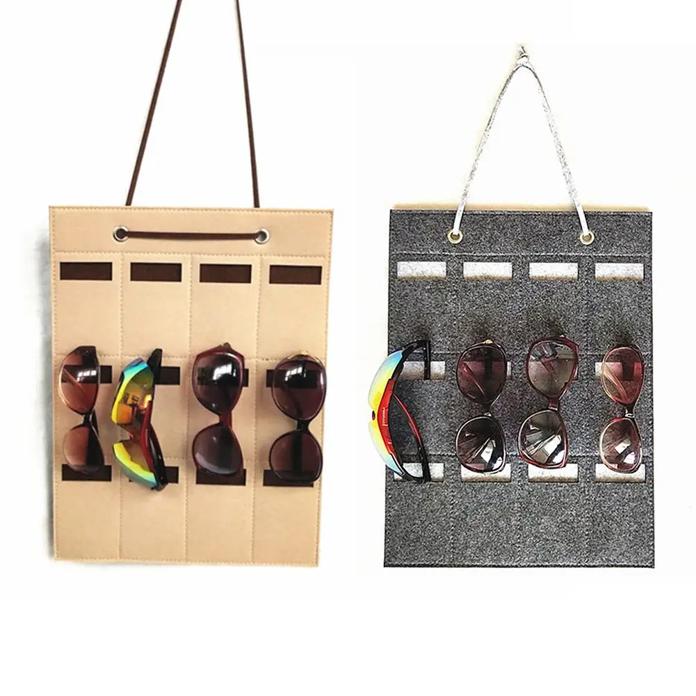 

New Sunglasses Organizer Storage Sunglasses Felt Wall Hanging Bag Glasses Display Organizer 12 Slots High Quality