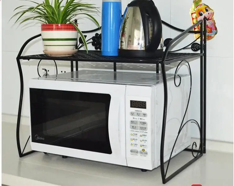 wrought-iron-microwave-oven-rack-shelf-the-ground-double-oven