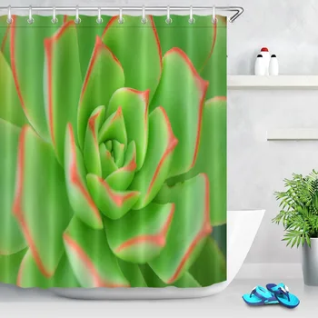 

LB Waterproof Polyester Shower Curtain Red Green Black Agave Seeds Plant Leaf Bathroom Curtains Fabric for Bathtub Home Decor