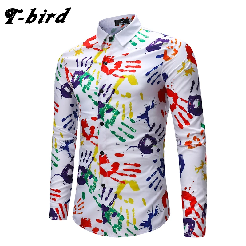 T-bird рубашка Для мужчин 2018 новая одежда с длинным рукавом мужская одежда рубашки весна лето бренд Повседневное Мужской Забавный рубашка Camisa