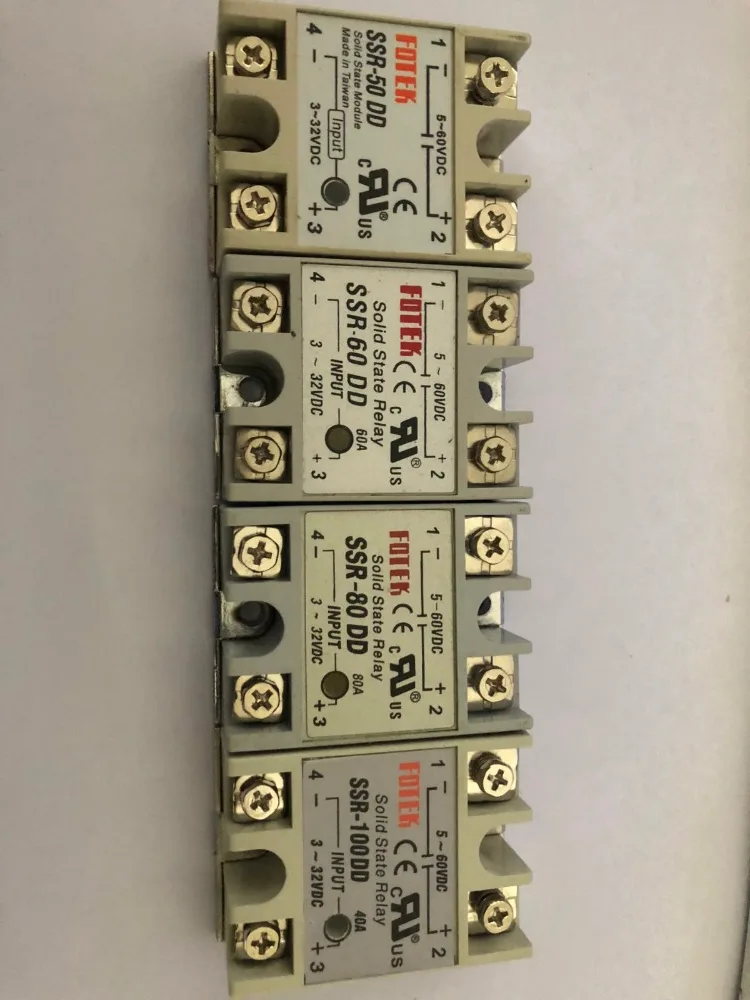 

SINOTIMER Solid State Module Relay DC-DC Single Phase SSR 60A 80A 100A Current 3-32V 5V 12V DC to 5-60V DC Load Without Cove