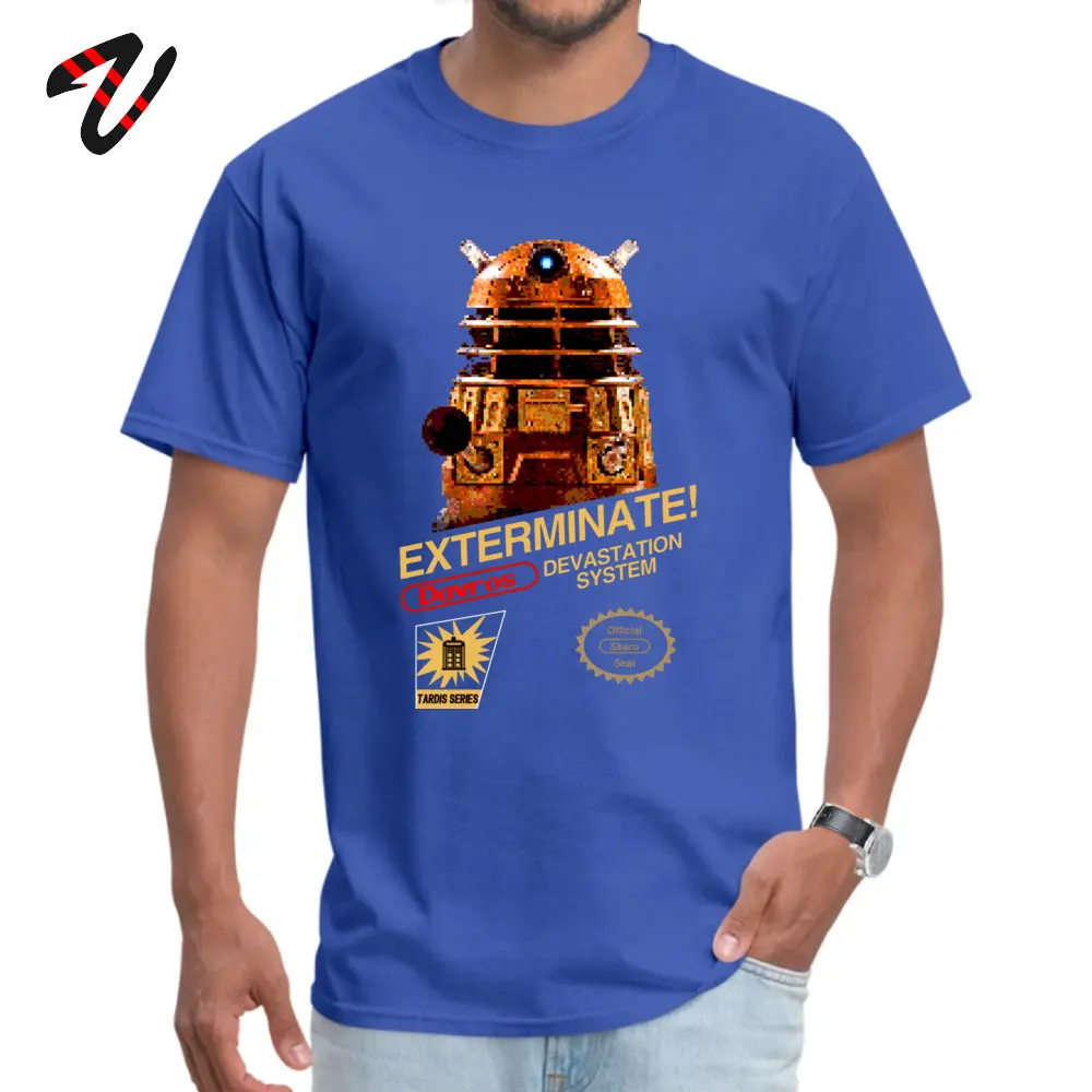 All Cotton Mens Short Sleeve Davros EXTERMINATE Skaro T-Shirt Normal Tops Shirt 2019 Popular Summer Crewneck Tee-Shirt Davros EXTERMINATE Skaro 158 blue