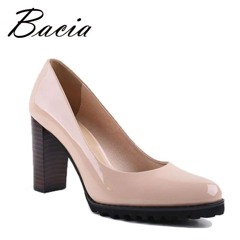 Achat Bacia Carré Talon pompes Véritable Chaussures En Cuir Pour Femmes De Luxe Qualité Talons Bout Rond Glissement Sur Chaussures De Mariée Russe Taille VA003