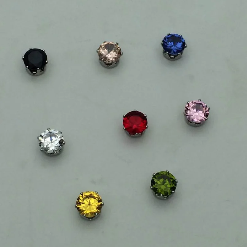 Pair Magnetic Non Piercing Clip On Earrings Studs Clear Stone Men Woman Unisex