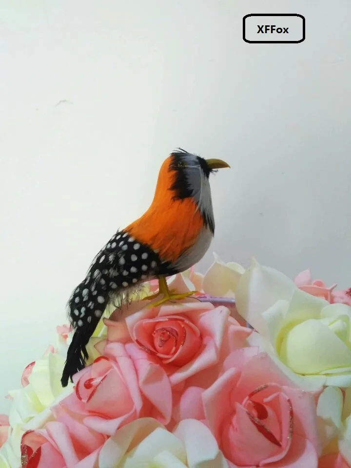 small simulation pearl bird model plastic &amp furs orange toy gift about 12cm xf0376 | Дом и сад