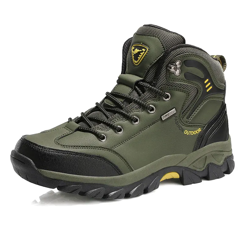 Vancat/Брендовые мужские ботинки; большие размеры 39-47; сезон осень-зима; мужские кожаные модные кроссовки на шнуровке; Уличная обувь для горного спорта - Цвет: green