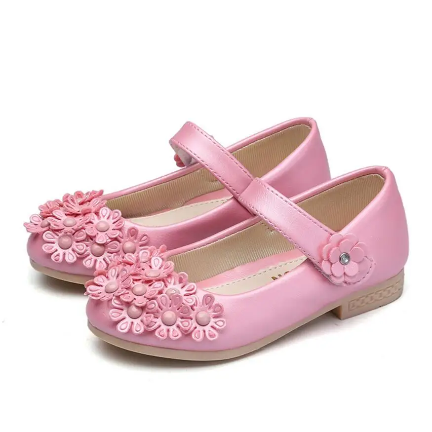 

Children's Leather Shoes Brand Fashion Princess Flower Single Girls Wedding Students White Shoes Infantis nina