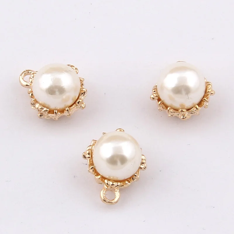 

100pcs Size: 15*13mm Pearl size: 10mm Inlaid imitation pearl alloy jewelry accessories diy jewelry earrings bracelet pendant