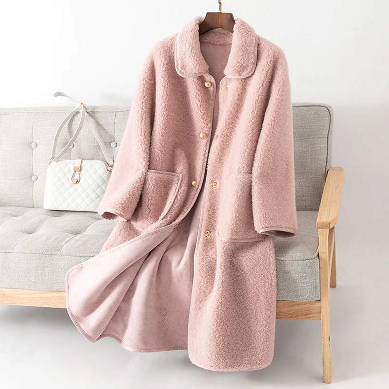 

Maylofuer Loose long real wool fur coat for woman sheep shearing fur jacket multi colors