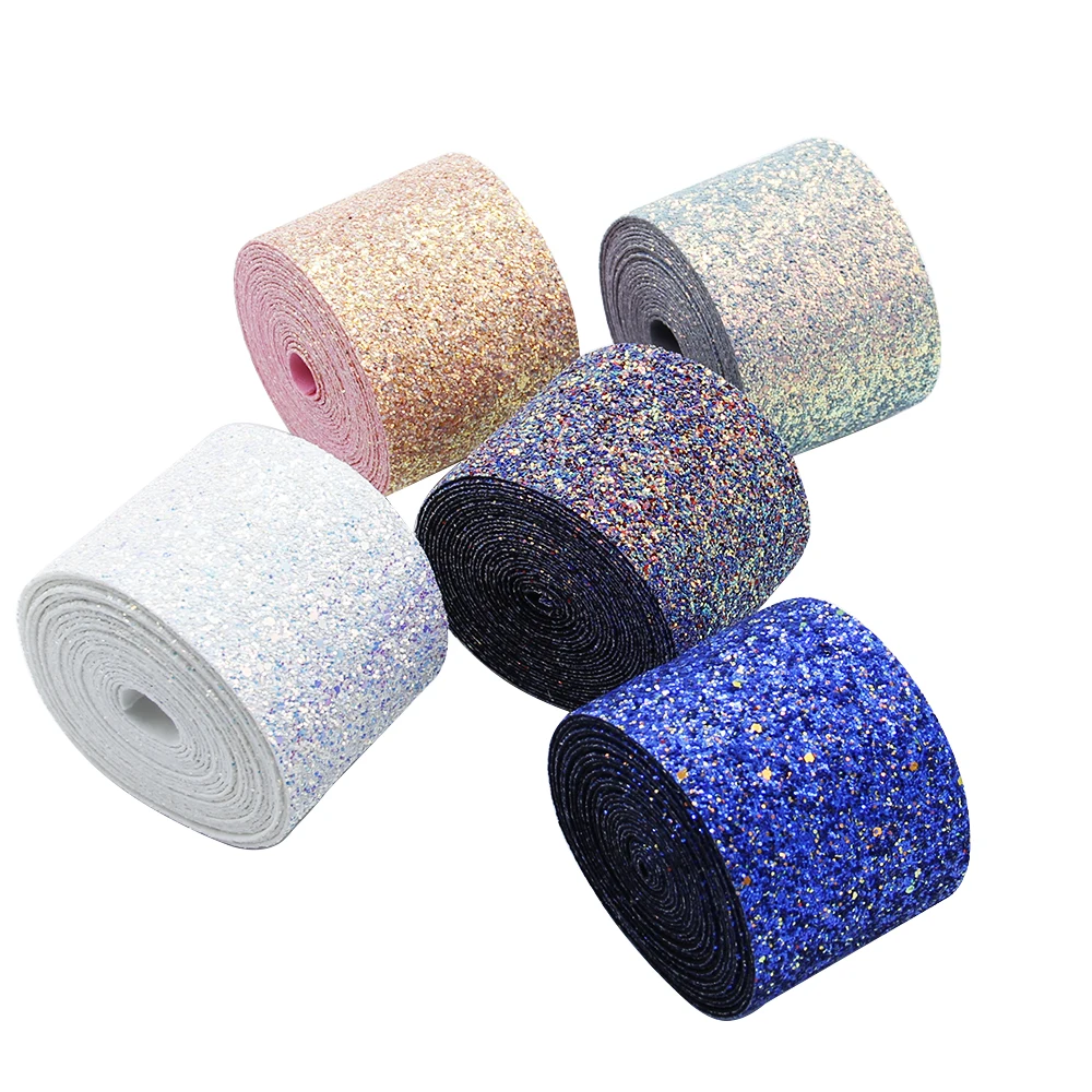 David accessories 3"75mm Glitter Leather Fabric Ribbon Tapes Party