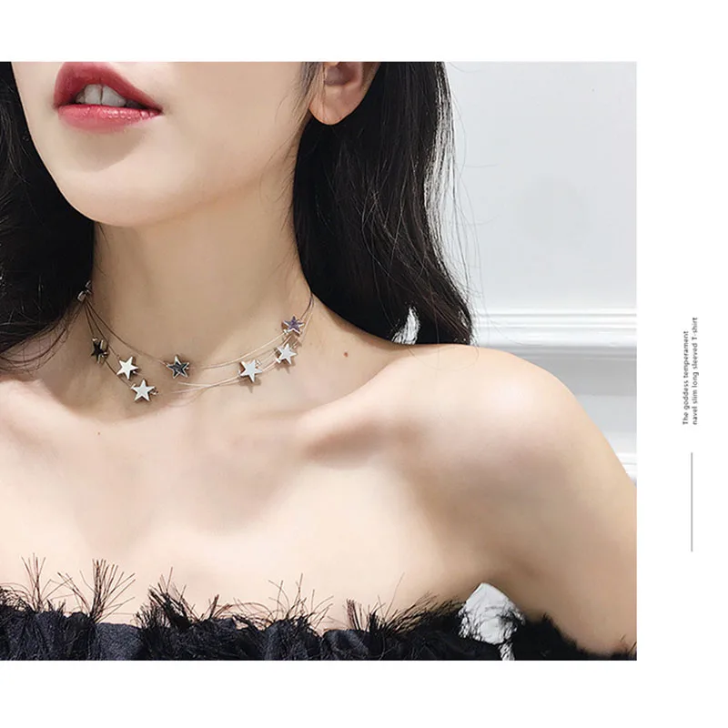 

European and American foreign trade fashion multi-layer necklaces lady hot selling short neck chain LXL172