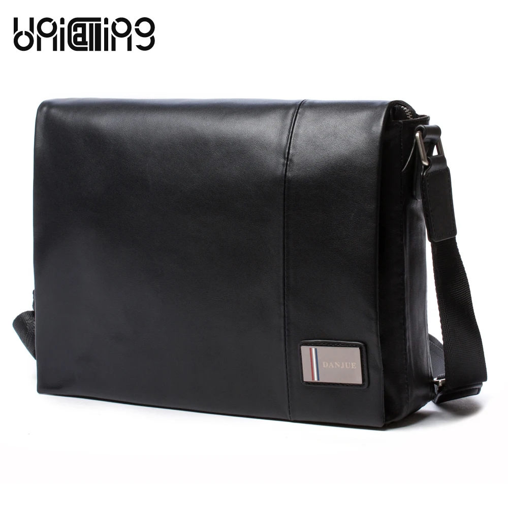 

UniCalling brand men horizontal leather cover messenger bag with card slots & key ring men casual fashion leather shoulder bag