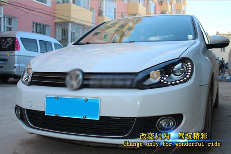 2009-2013 для vw golf MK6 фары, автомобильные аксессуары для vw golf 6 DRL светодиодный оторвать глаз bi xenon объектива светодиодные лампы для парковки головка лампы