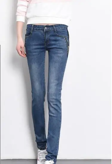 26-32 горячая Весна Женская Новая мода талии форма джинсы, длинные штаны эластичные узкие брюки