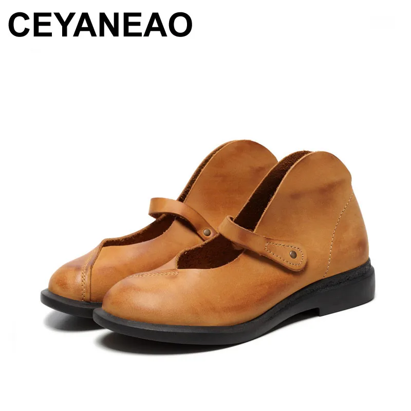 

CEYANEAO 2018 Woman Spring Summer Female Shoes Casual Solid Plain Round Toe Genuine Nubuck Leather Elegant Fashion 7888