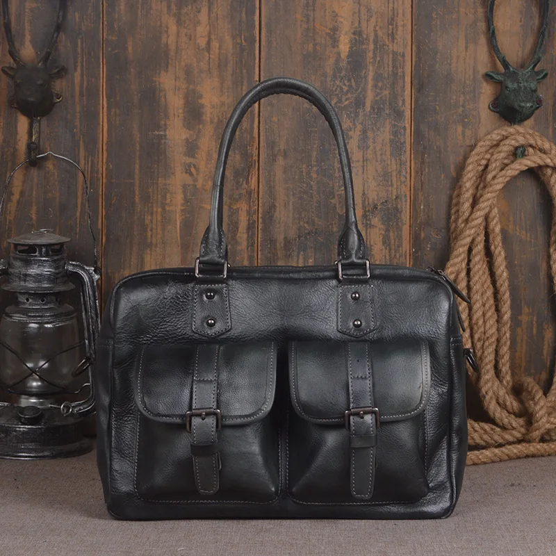 

2018 New Vintage Large Capacity Genuine Soft Leather Men's Bags Cowhide Handbag Designer Laptop Portfolio Men Messenger Tote