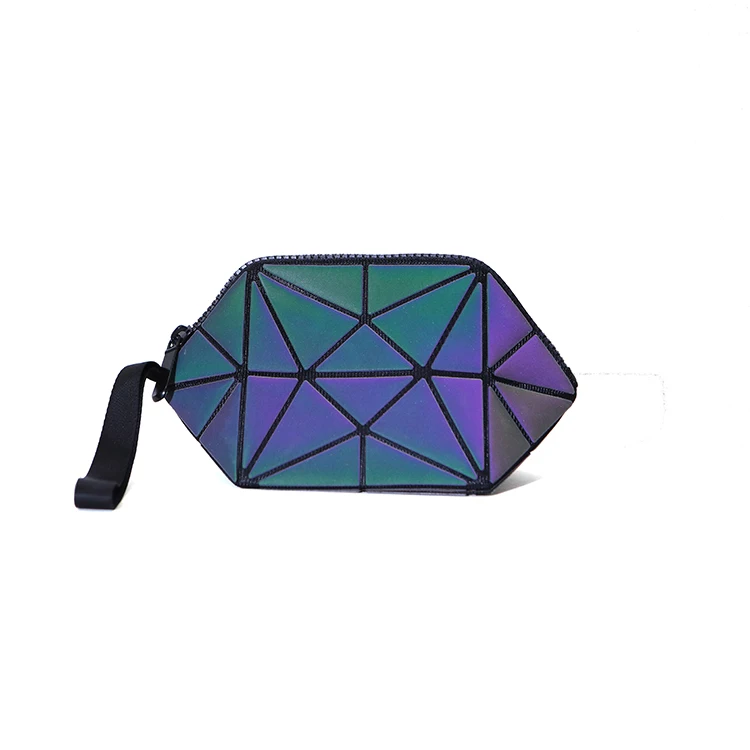 

Geometric Zipper Cosmetic Bag Women Luminous Makeup Bag Ladies Cosmetics Organizer Folding Travel Make Up Bag wholesale