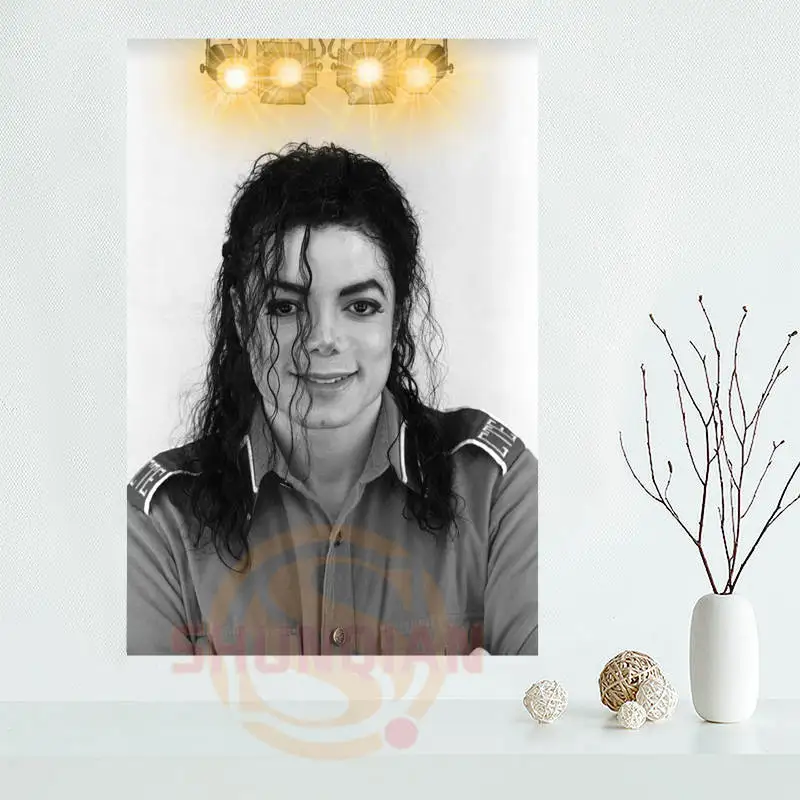 Плакат с Майклом Джексоном на заказ атласная ткань для печати плакатов на стену печать из шелковой ткани с принтом - Цвет: Светло-желтый