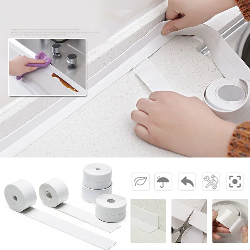 

PVC Kitchen Bathroom Wall Sealing Strip Corner Line Waterproof Tape Mildew Proof Sink Joint Crevice Sticker Line Sticking Tape