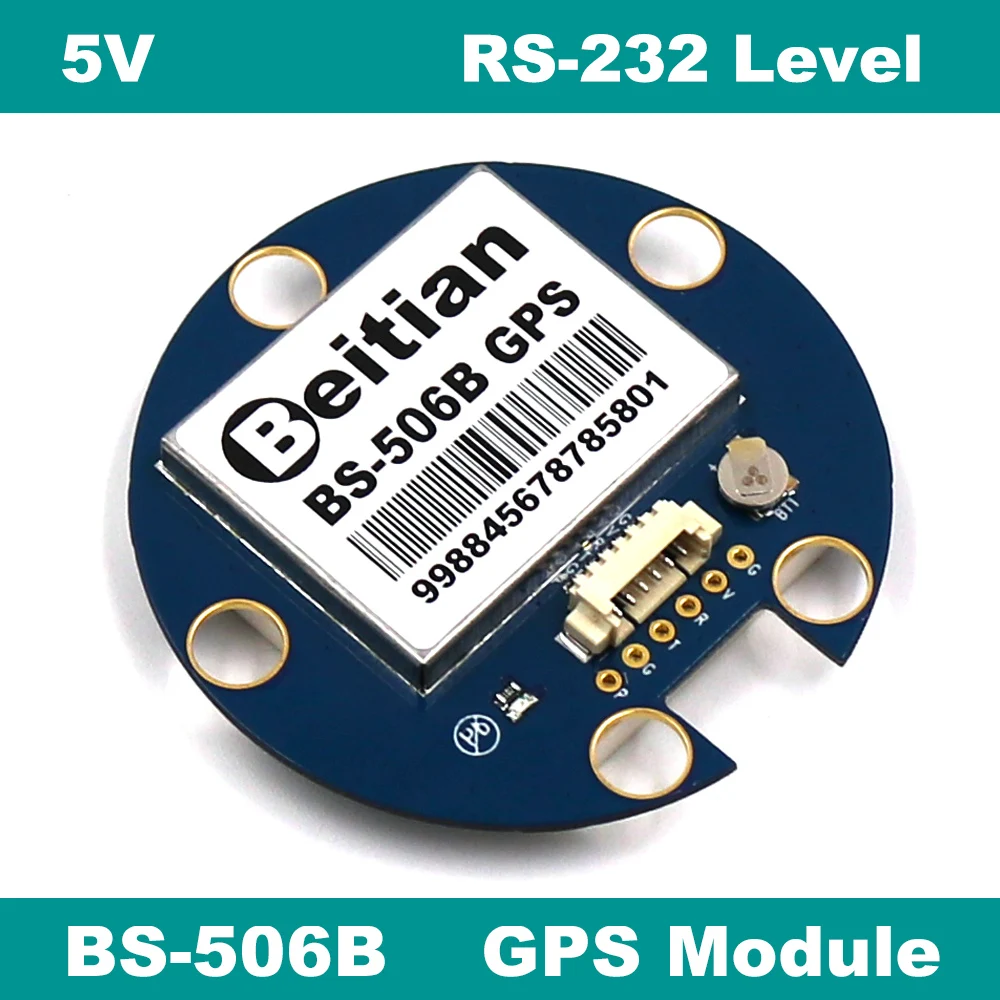 

BEITIAN 1.25mm 6pins connector GPS Module 5.0V RS232 9600bps level 4M FLASH BS-506B