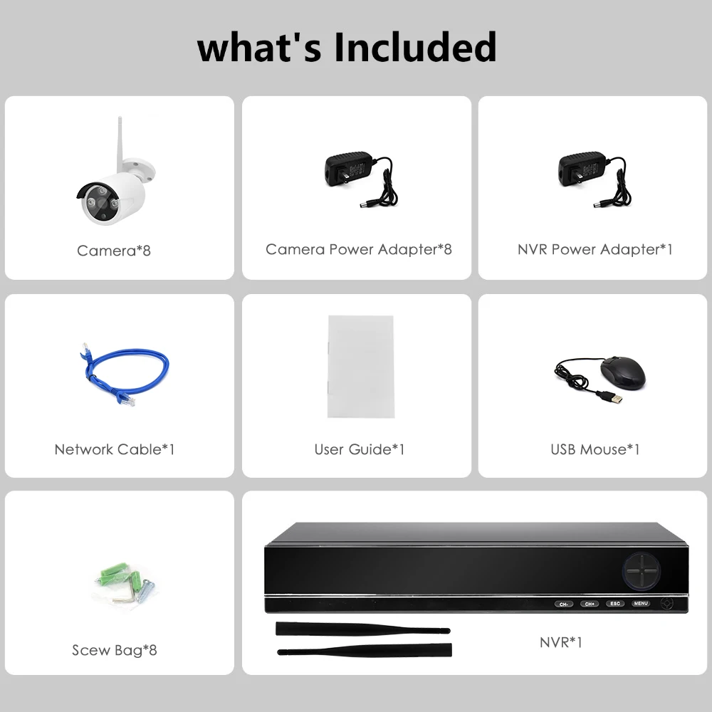  8CH HD 720P CCTV Security System IP Camera Outdoor WiFi NVR Kit 1MP Surveillance Wireless Kits Night Vision Video Monitor P2P XMeye (23)
