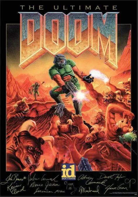 

Doom Retro Game Cover Signatures Console SILK POSTER Decorative painting 24x36inch