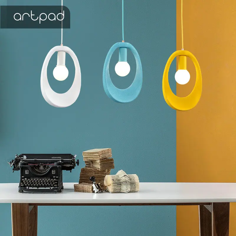 

Artpad Minimalism Modern 7 Color For Choice Hanging Pendant Light E27 Bulb Holder Suspension Luminaire Bar Cafe Kitchen Hanglamp
