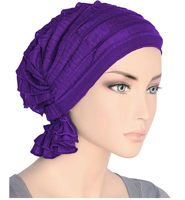 Мусульманский головной убор женский хиджаб шифон тюрбан шляпа Головной убор колпак для головы Рак химиотерапия шапочка при химиотерапии шапочка для душа аксессуары - Цвет: Purple