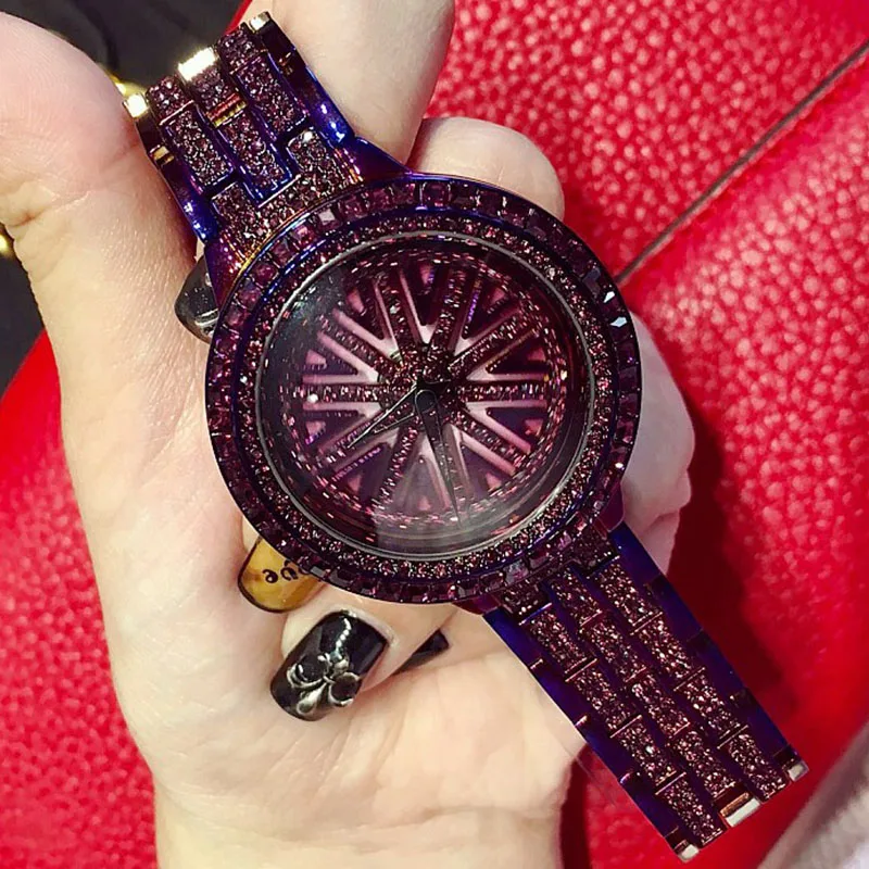 

wrist new woman charm purple comes running fashion durable wristwatch luxury personality stainless steel wristwatch ladies
