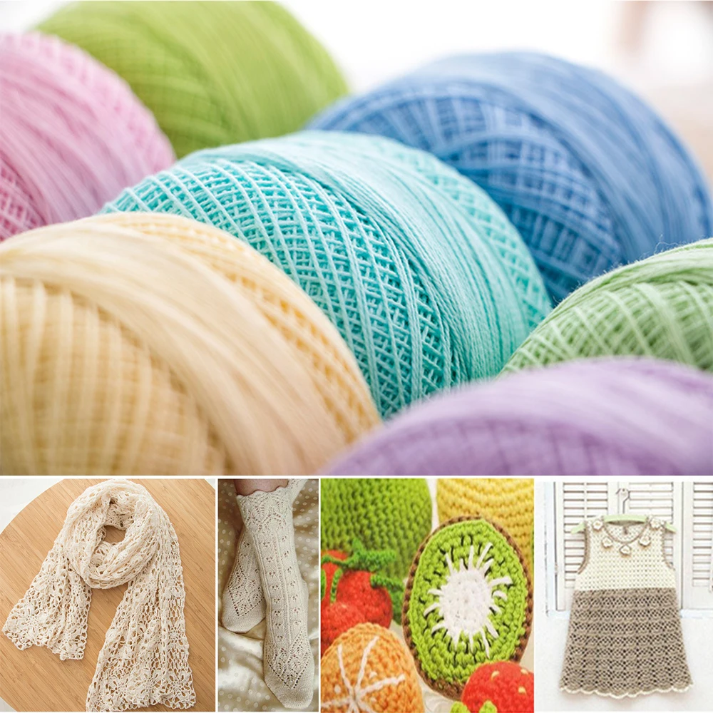 50g/Pcs 100 Cotton 0.8mm Lace Crochet Yarn By 1.5mm Crochet Hooks Hand