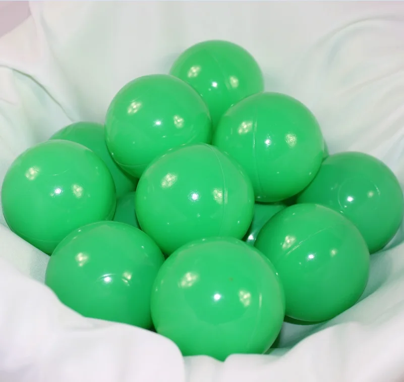 green 80pcs Серебряный, Золотой, экологичный, красочный мяч, мягкий, пластиковый, Океанский шар, забавный, детский, детский, для плавания, яма, игрушка, водный бассейн, океан, 60 мм - Цвет: green 80pcs