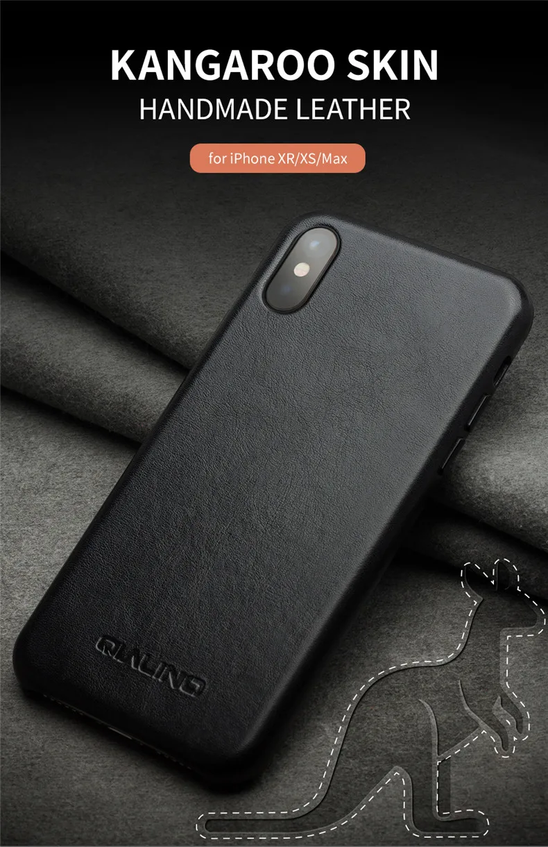 QIALINO натуральная кожа наполовину завернутый чехол для телефона для Apple iPhone X/XS/XR Роскошный ультра тонкий ручной работы задняя крышка для iPhone XS Max