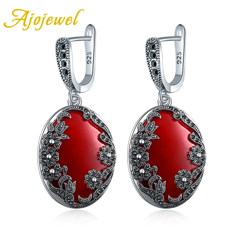 Женские винтажные серьги с цветком Ajojewel черные стразы