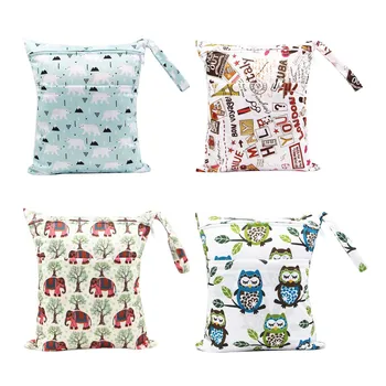 

dual double zipper pocket waterproof wet dry bag for diaper washable cloth diaper bag swim sport travel carry bag 11.81"x14.17cm