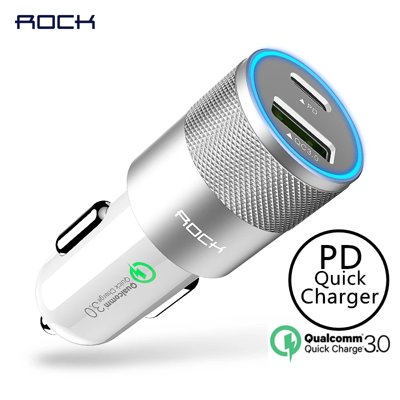 Rock QC 3.0 USB Type C PD Quick Charging Car Charger Mobile Phone Fast Charge GPS For iPhone X 7 8 Plus Samsung S8 S9 Note 8 9 Rock QC 3.0 USB Type C PD Quick Charging Car Charger Mobile Phone Fast Charge GPS For iPhone X 7 8 Plus Samsung S8 S9 Note 8 9